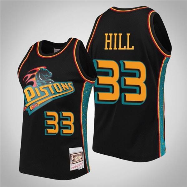 Men's Detroit Pistons #33 Grant Hill Black Mitchell & Ness Throwback Stitched Jersey Men's Detroit Pistons #33 Grant Hill Black Mitchell & Ness Throwback Stitched Jersey